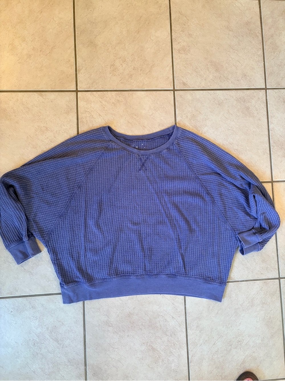 Time And Tru Blue Rib-Knit Crew Neck Pullover Sweater Long Sleeve Womens XL